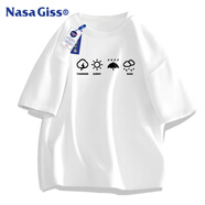 NASA GISS短袖t恤男純棉圓領(lǐng)上衣夏季百搭半截袖寬松男士打底衫 白色 L 