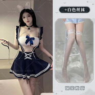 映棠軟耳藍兔 甜美學(xué)院校園學(xué)生jk性感短裙純欲水手服睡衣可 裹胸+背帶裙+T褲+白絲襪 L 110-125斤