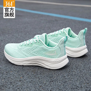361°女鞋運動(dòng)鞋女秋季休閑鞋新款皮網(wǎng)面透氣減震跑步鞋軟底戶(hù)外鞋子女 清爽綠/羽毛白 36