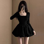妙奕嘉蓬蓬裙連衣裙女裙子冬季性感黑色禮服修身純欲小香風(fēng)公主裙短裙 黑色法式赫本風(fēng)可愛蓬蓬裙 均碼 【建議120斤以內(nèi)】