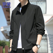 羅蒙（ROMON）外套男士休閑商務(wù)夾克男春秋季百搭男裝上衣服 黑色 XL