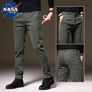 NASA WASSUP休閑褲男士2025新款春秋款彈力寬松百搭修身直筒男褲牛仔長(cháng)褲 軍綠色常規 32 （體重125-145斤）