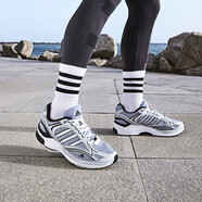 阿迪達(dá)斯 （adidas）男鞋春季新款透氣氣墊休閑輕便減震耐磨防滑百搭運(yùn)動(dòng)老爹跑步鞋子 IH9979 灰銀黑 42.5