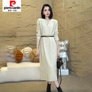 皮爾卡丹鄂爾多斯市產(chǎn)時(shí)尚過(guò)膝氣質(zhì)針織秋冬連衣裙長(cháng)袖新款寬松中長(cháng)款 燕麥色 L 110/120斤