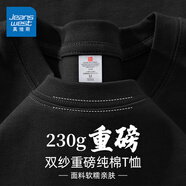 真維斯（JEANSWEST）230g高支精梳純棉重磅短袖t恤男夏季新款白色寬松休閑內搭純色T恤 黑色 純色 XL