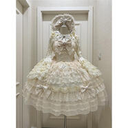 FNKM高端精品夢(mèng)境序章白糖少女原創(chuàng  )設計Lolita洋裝doll感jsk吊帶連衣 杏色jsk吊帶裙 L