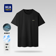 海瀾之家（HLA）短袖T恤男新款涼感透氣舒適簡約圓領(lǐng)短t恤男基礎(chǔ)打底衫半袖上衣男 黑色GE(涼感/吸濕排汗) XL 180/96A