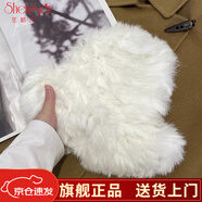 笙格兒白色毛絨真兔毛帽子女秋冬季保暖顯臉小護耳毛線(xiàn)帽皮草針織漁夫帽 白色 均碼