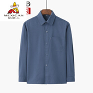 稻草人（MEXICAN）春秋季中老年人襯衫長(zhǎng)袖爸爸裝60-70-80歲寬松休閑上衣 深灰 41 175碼[建議125140斤]