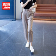 黛姿茹（daiziru）九分休閑西裝褲子女夏季薄款2025新款高腰通勤小個子直筒工裝褲 卡其色/九分 薄款 M (27) 【推薦95-105斤】