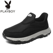花花公子（PLAYBOY PHYSICAL）老人鞋男春秋季防滑軟底輕便舒適爸爸鞋中老年男士運動休閑健步鞋 A110男女黑 36