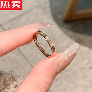 Rosena Sammi銀色素圈戒指女小眾設計鈦鋼戒指女輕奢感情侶對戒極細食指環(huán) 【玫瑰金單鉆款】方塊排鉆戒指 10號(建議155-170斤選)