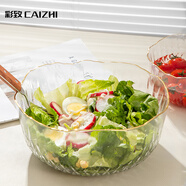 彩致（CAIZHI）日式棱紋金邊水果碗沙拉碗家用 客廳茶幾零食果盤(pán) 透明CZ6774