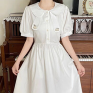 景怡依少女甜美公主裙連衣裙夏裝12歲初中學(xué)生13女大童15小清新寬松裙子 白色 155 (S)