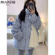 棉致2024加厚牛角扣棉服女冬季新款棉衣外套面包服羽棉襖絨服韓版學(xué)生 X8816淺藍(lán)色【高品質(zhì)55】 M 105-120斤