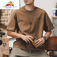 稻草人（MEXICAN）夏季加肥加大韓版寬松休閑潮流大碼男裝胖子短袖T恤肥佬半袖體恤 咖啡色#T21 8XL 280300斤