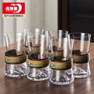 青蘋(píng)果水杯 耐熱玻璃水具套裝家用水晶玻璃杯 千里江山圖觀山杯*6