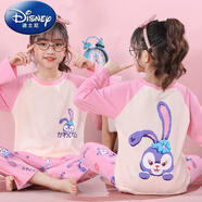 迪士尼（Disney）女童睡衣兒童春秋款長(zhǎng)袖純棉薄款中大童女孩公主家居服男童套裝夏 長(zhǎng)棉ST6525-粉代露 170 【8碼】身高100-108cm(110