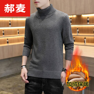 郝麥毛衣男高領(lǐng)加絨加厚修身純色百搭秋冬針織衫男休閑男士毛衣基礎(chǔ)款 灰色（加絨款） L