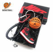 遙綰惜NBA球星原創(chuàng  )籃球AJ球鞋創(chuàng  )意鑰匙扣科比庫里詹姆斯背包掛件禮物 喬丹2代球+紅鞋+鎢鋼繩(禮