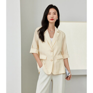 梵希蔓ol通勤女裝小個(gè)子西裝外套女春秋質(zhì)感高級透感薄款職場(chǎng)西服 V8019 杏色 M