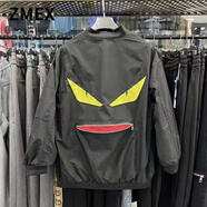 ZMEX棒球服男春秋季新款韓國ins小怪獸拉鏈寬松飛行員夾克男女外套同 小怪獸黑色外套[] XL 120-135斤