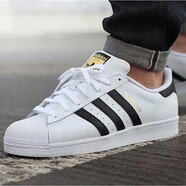 ADIDAS阿迪達(dá)斯三葉草男鞋女鞋情侶低幫休閑鞋金標(biāo)貝殼頭滑板鞋運動鞋 C77124/偏大一碼 38.5