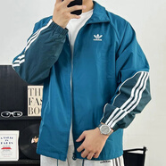 阿迪達斯 （adidas）外套男裝2025春秋季新款三葉草運動(dòng)服三條杠立領(lǐng)男士上衣夾克梭織 JE3492天然鳧綠/白 XL 推薦175-195斤