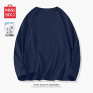 名創(chuàng  )優(yōu)品（MINISO）初秋純棉打底衫男春秋重磅圓領(lǐng)內搭上衣男女生百搭純色長(cháng)袖T恤潮 藏青(純色) L 175(名創(chuàng  )優(yōu)品 品控嚴格)