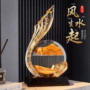 赟婭風(fēng)生水起水晶擺件輕奢高檔酒柜裝飾品擺件辦公室擺件喬遷之喜禮物 風(fēng)生水起-流沙畫(huà)【金箔A款】