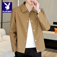 花花公子;PLAYBOY夾克外套男春秋款青年休閑潮流男裝輕熟風(fēng)2025新款茄克工裝上衣男 咖啡色 M 90-115斤左右