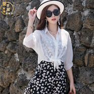 蔓草寇小披肩群子外搭披風(fēng)女夏季薄款外搭防曬上衣短款百搭透明開(kāi)衫雪紡 白色 S