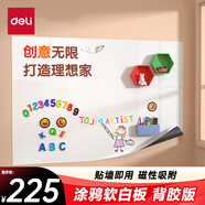 得力90*200cm家用軟磁鐵自粘白板貼可擦寫墻貼/寫字板/畫板 涂鴉自粘墻紙 兒童小黑板貼 帶背膠8718