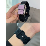 君禾雅原裝適用新款酒紅色硅膠貓爪紋S1042mm表帶s9蘋(píng)果手表運動(dòng)男女款a 黑色【貓爪紋】 41mm【s9代】