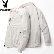 花花公子（PLAYBOY）春秋季新款夾克男士潮流帥氣立領(lǐng)外套青年韓版休閑大碼上衣服男裝 1XM21/J1938卡其 2XL