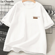La Chapelle Sport拉夏貝爾夏季純棉短袖t恤女裝薄款透氣上衣運(yùn)動(dòng)休閑寬松顯瘦體恤 白色(質(zhì)感牌胸標(biāo)) M /160(推薦100-115斤)
