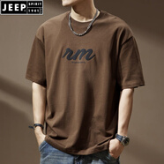 JEEP SPIRIT美式復(fù)古短袖T恤男2025夏季新款重磅棉質(zhì)男士潮流寬松半袖衫男裝 咖啡色 2XL