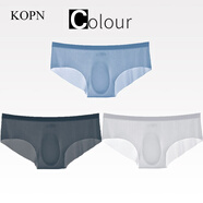 KOPN輕奢【3條裝】冰絲三角內褲男士一片式透明短褲性感透氣舒適低腰 白色+淺藍+深灰 穿和沒(méi)穿一樣舒適 XXL 褲碼33-35
