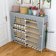 三棲虎鞋架門(mén)口多層家用鞋子實(shí)木塵宿舍經(jīng)濟型家用靴子收納神器省空間鞋 大氣12格百搭灰實(shí)用美學(xué)
