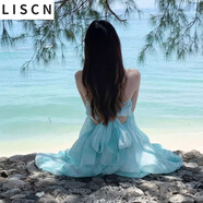 LISCN馬爾代夫泰國海南三亞云南洱海旅游拍照海邊度假沙灘裙超仙連衣裙 [薄荷綠] M [建議96-105斤]