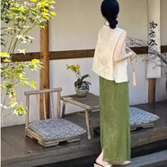 茵侈新中式女裝輕國(guó)風(fēng)盤扣馬甲禪意氣質(zhì)溫柔綠色兩件套裝半身裙夏季 馬甲+裙子 S