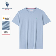 U.S. POLO ASSN.莫代爾t恤男短袖抗皺干爽上衣男士打底衫男裝 藍色 M 