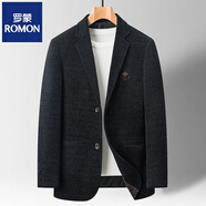 羅蒙（ROMON）西服男外套春秋季新款加大商務(wù)休閑免燙西裝胖子寬松中年便西上衣 3121黑藍色(春秋款) 4XL 195/175-190斤