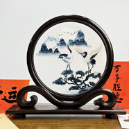 蘇州刺繡擺件手工蘇繡熊貓擺臺(tái)中國(guó)風(fēng)飾品雙面繡精美臺(tái)屏商務(wù)禮品 松鶴延年5