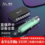 魅聲 T6-2 手機(jī)主播直播聲卡麥克風(fēng)話筒唱歌喊麥錄音設(shè)備 電腦筆記本外置聲卡電容麥克風(fēng)K歌套裝 T600（V2套裝）海洋綠