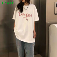 FSHE2025新款短袖t恤女夏季新款大碼女裝韓版寬松ins純欲風(fēng)半袖上衣服 白色[A]短袖 M _70-95斤