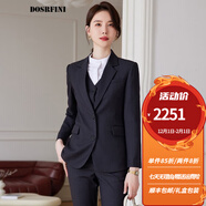 杜莎菲尼西裝套裝女裝2023春秋新款高端氣質(zhì)職業(yè)裝正裝女士西服外套工作服 深灰色西裝+褲子 S