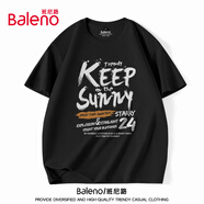 班尼路（Baleno）短袖t恤男夏季學(xué)生ins美式字母潮流百搭純棉上衣設(shè)計(jì)感五分袖