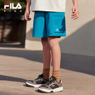 FILA斐樂兒童童裝短褲/裙2025年夏季新款男女中大童梭織五分褲 青濤藍-BU 140