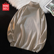 名創(chuàng)優(yōu)品（MINISO）高領(lǐng)毛衣男秋冬季加絨加厚針織衫休閑百搭長袖純色高領(lǐng)保暖打底衫  【高領(lǐng)】卡其色(空白) M 170(體重100-120斤左右)